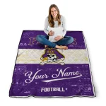 personalized east carolina pirates hibiscus burst purple white quilt blanket best selling