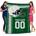personalized eastern michigan eagles helmet theme green quilt blanket best selling
