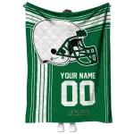 personalized eastern michigan eagles helmet theme green quilt blanket best selling