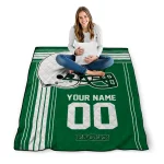 personalized eastern michigan eagles helmet theme green quilt blanket best selling