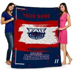 personalized florida atlantic owls grunge patch blue white quilt blanket best selling