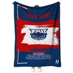 personalized florida atlantic owls grunge patch blue white quilt blanket best selling