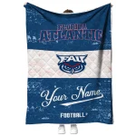 personalized florida atlantic owls hibiscus burst blue white quilt blanket best selling
