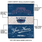 personalized florida atlantic owls hibiscus burst blue white quilt blanket best selling