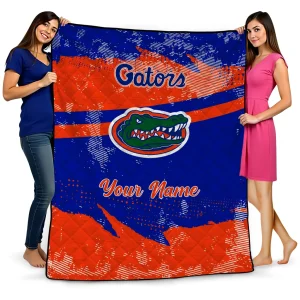 personalized florida gators brushstroke layers blue quilt blanket best selling