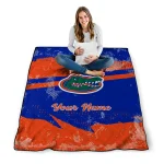 personalized florida gators brushstroke layers blue quilt blanket best selling