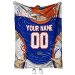 personalized florida gators player sketch blue gray quilt blanket best selling