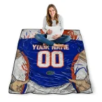 personalized florida gators player sketch blue gray quilt blanket best selling