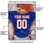 personalized florida gators player sketch blue gray quilt blanket best selling