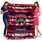 personalized florida panthers layered florals red white quilt blanket best selling