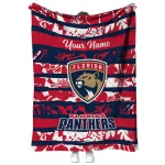personalized florida panthers layered florals red white quilt blanket best selling