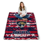 personalized florida panthers layered florals red white quilt blanket best selling