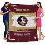 personalized florida state seminoles grunge patch garnet white quilt blanket best selling