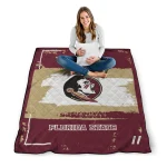 personalized florida state seminoles grunge patch garnet white quilt blanket best selling