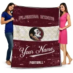 personalized florida state seminoles hibiscus burst garnet white quilt blanket best selling