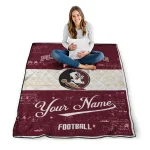 personalized florida state seminoles hibiscus burst garnet white quilt blanket best selling