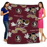 personalized florida state seminoles mickey football garnet quilt blanket best selling