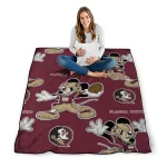 personalized florida state seminoles mickey football garnet quilt blanket best selling