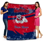 personalized fresno state bulldogs brushstroke layers red quilt blanket best selling
