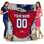 personalized fresno state bulldogs player sketch red gray quilt blanket best selling