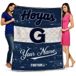 personalized georgetown hoyas hibiscus burst blue white quilt blanket best selling