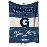 personalized georgetown hoyas hibiscus burst blue white quilt blanket best selling