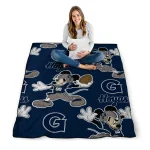 personalized georgetown hoyas mickey football blue quilt blanket best selling
