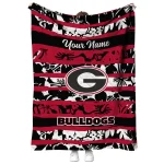 personalized georgia bulldogs layered florals red white quilt blanket best selling
