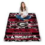 personalized georgia bulldogs layered florals red white quilt blanket best selling