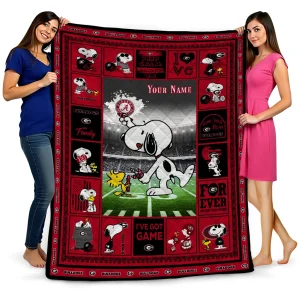 personalized georgia bulldogs snoopy coach red quilt blanket best selling