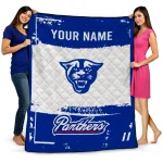 personalized georgia state panthers grunge patch blue white quilt blanket best selling
