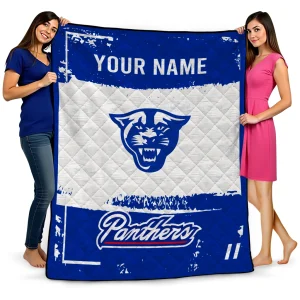 personalized georgia state panthers grunge patch blue white quilt blanket best selling