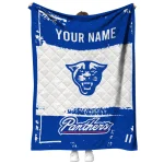 personalized georgia state panthers grunge patch blue white quilt blanket best selling