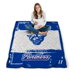 personalized georgia state panthers grunge patch blue white quilt blanket best selling