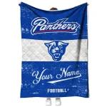 personalized georgia state panthers hibiscus burst blue white quilt blanket best selling