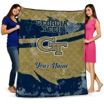 personalized georgia tech yellow jackets brushstroke layers gold quilt blanket best selling