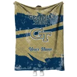 personalized georgia tech yellow jackets brushstroke layers gold quilt blanket best selling