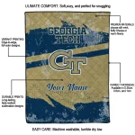 personalized georgia tech yellow jackets brushstroke layers gold quilt blanket best selling