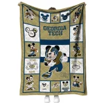 personalized georgia tech yellow jackets mickey crimson gold white quilt blanket best selling