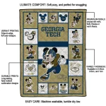 personalized georgia tech yellow jackets mickey crimson gold white quilt blanket best selling
