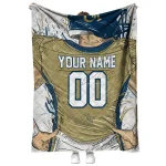 personalized georgia tech yellow jackets player sketch gold gray quilt blanket best selling