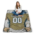 personalized georgia tech yellow jackets player sketch gold gray quilt blanket best selling