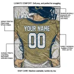 personalized georgia tech yellow jackets player sketch gold gray quilt blanket best selling