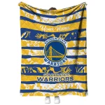 personalized golden state warriors layered florals blue white quilt blanket best selling