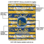 personalized golden state warriors layered florals blue white quilt blanket best selling
