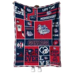 personalized gonzaga bulldogs helmet passion blue quilt blanket best selling