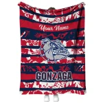 personalized gonzaga bulldogs layered florals blue white quilt blanket best selling