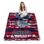 personalized gonzaga bulldogs layered florals blue white quilt blanket best selling