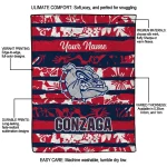 personalized gonzaga bulldogs layered florals blue white quilt blanket best selling