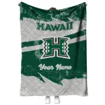 personalized hawaii rainbow warriors brushstroke layers green quilt blanket best selling